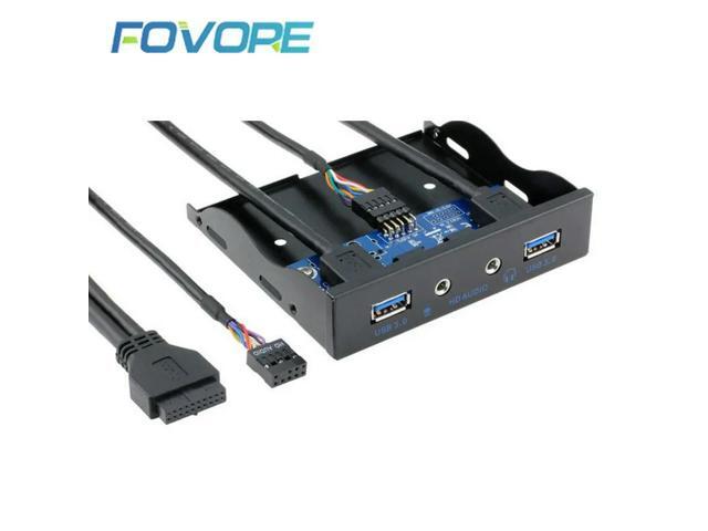 2 Port USB 3.0 Hub Splitter HD Audio 3.5mm Earphone Jack Mic Interface Front Panel Bracket Adapter for PC 20 Pin 3.5' Floppy Bay