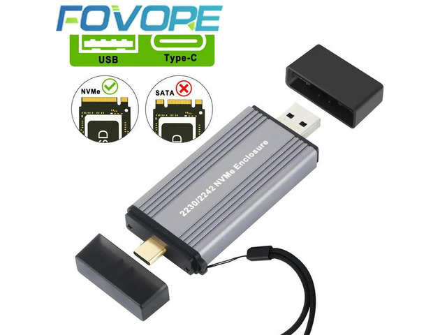 NVME Case SSD M2 Adapter NVME External Enclosure NVME M/M+B Key to USB 3.1 TYPE-A + TYPE C 10Gbps Supports 2230 2242 M.2 SSD Box