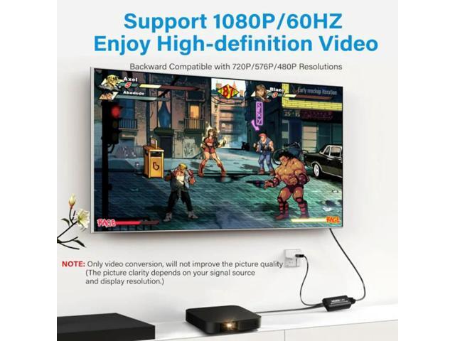 3 RCA Composite CVBS AV to 1080P HDMI Audio Video Adapter with USB Power for PAL/NTSC PC Xbox PS4 TV STB VHS VCR Camera DVD