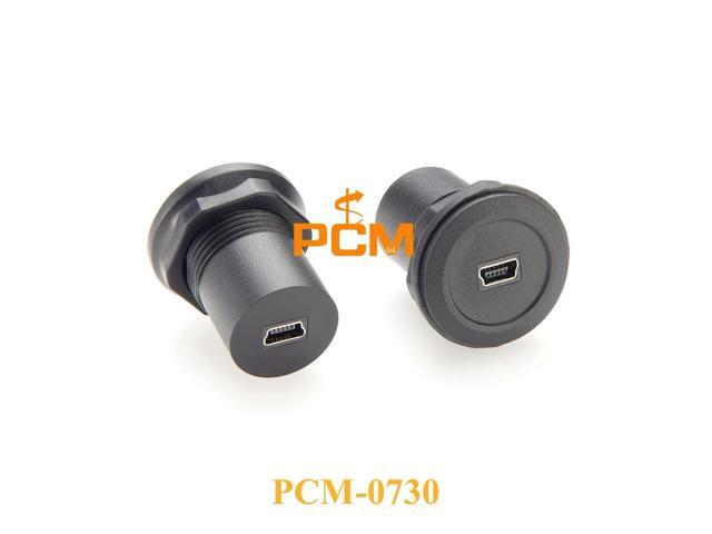 USB Mini B Jack to USB Mini B Jack Round Panel Mount Adapter Mini USB female to female bulkhead panel mount coupler 480Mbps, 1pc