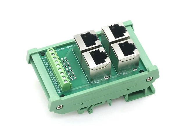 RJ45 Ethernet Connectors 4 Way 4 Port RJ45 8P8c Female Socket To Terminal Block Adapter For Pcb Board Network DIN Rail Moun