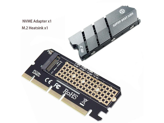 PCIE 4.0 To M.2 Adapter NVME SSD To PCI Express X4 Card Riser Adapter M Key for 2230-2280 M2 SSD with Aluminum Heatsink