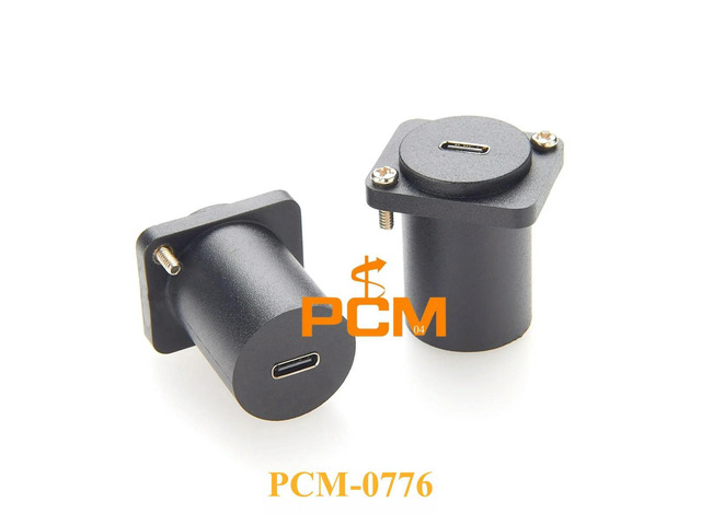 Type-C D housing chassis mount feed-thru adapter, USB3.1 Gen2 10Gbps Type-C panel mount adapter female to female for bulkhead
