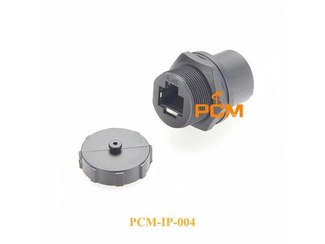 IP67 Waterproof RJ45 Female Coupler Shielded Panel Mount Feedthrough Connector with Dust Cap RJ45 Industrial Ethernet extender