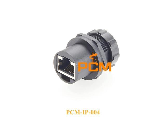 IP67 Waterproof RJ45 Female Coupler Shielded Panel Mount Feedthrough Connector with Dust Cap RJ45 Industrial Ethernet extender