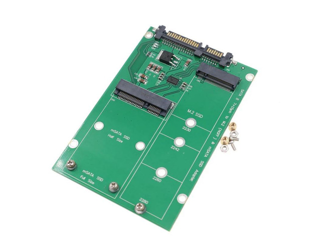 1pcs 2 in 1 Combo Mini PCI- E 2 Lane M.2 NGFF & mSATA SSD to SATA 3.0 III Adapter Converter PCBA