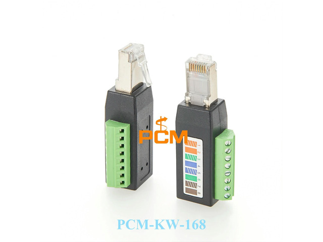 RS-485 CAT5e RJ45 Male Plug to 8-Pin screw lock Terminal Block Adapter, for modems, routers and DMX lighting system1pc