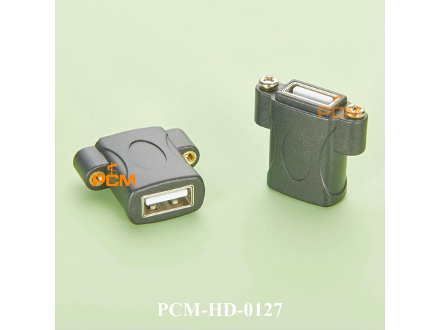 USB 2.0 Panel Mount Coupler with Screw Lock USB-A Type-A Feed Through Connector for Rack mount Cabinet mount Chassis mount
