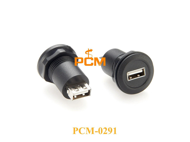 USB 2.0 round panel mounting connector,USB A female to female adapter for chassis and faceplates mount,compatible with Schlegel