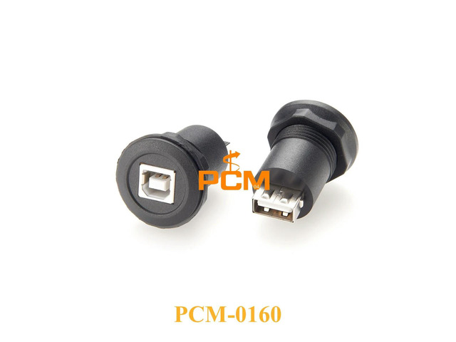 USB-B to USB Adapter Round Panel Mount Dash Mount Flush Mount coupler for Industrial Equipment and Control Panels1pc