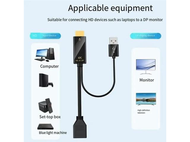 4K Compatible To Displayport DP Converter Cable- Male HDTV Port To Female DP Adapter Conversion For Laptop Monitor Mal