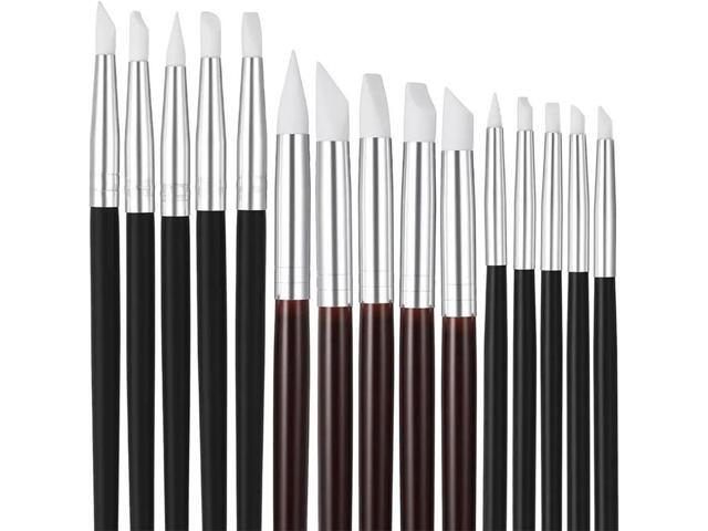 Flexible Clay Sculpture Tools For Crafts 15 Pack Silicone Paint Brushes 5 Shapes Heads For Pottery For Sculpting