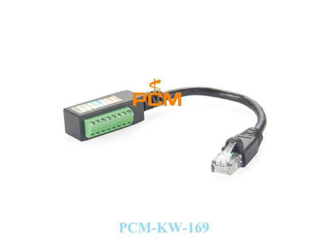 CAT5E RJ45 Male to Terminal Block cable, Solderless RJ45 to 8 pin terminal block adapters with 20cm Pigtail Cable