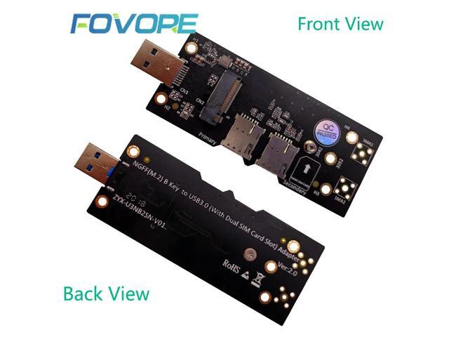 USB 3.0 to M.2 Key B Adapter Riser Board with Dual NANO SIM Slot for 5G 4G LTE WLAN Module 3042 3052 NGFF