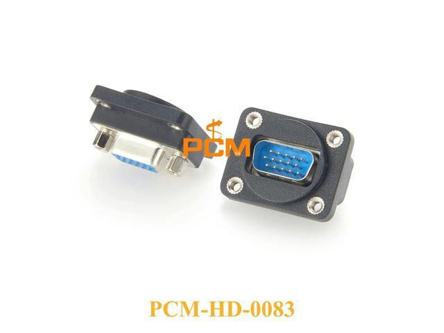 VGA adapter D type square flange panel mount, HD15 VGA male to female for video signal transmission, NAD B15MF & AD-HD15MF