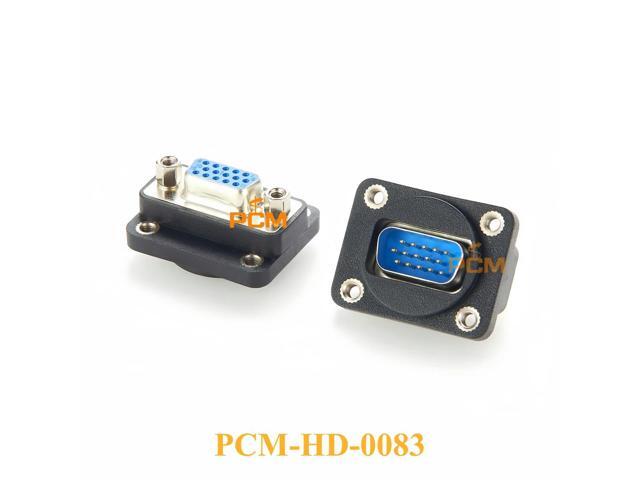 VGA adapter D type square flange panel mount, HD15 VGA male to female for video signal transmission, NAD B15MF & AD-HD15MF