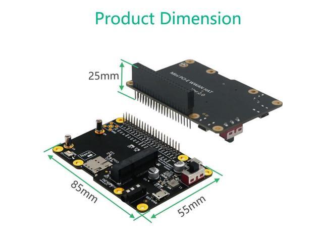 Mini PCIe to USB Adapter for Raspberry Pi 5 4 3 B+, 3G 4G LTE WWAN Base HAT, Shield with SIM Slot for Tinker