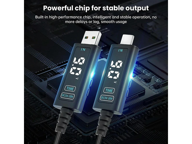 Fast Charging Cable USB/Type-C To DC5525 Step-Up Converter Cable 2PCS Adjustable Voltage For Optical Modems, Routers