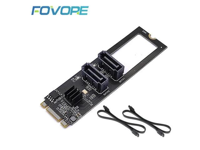 SATA to M.2 NVME SSD Adapter 2 Port SATA to M2 PCIe Key M+B 6Gbps SSD SATA Expansion Card Converter With Cables For Desktop