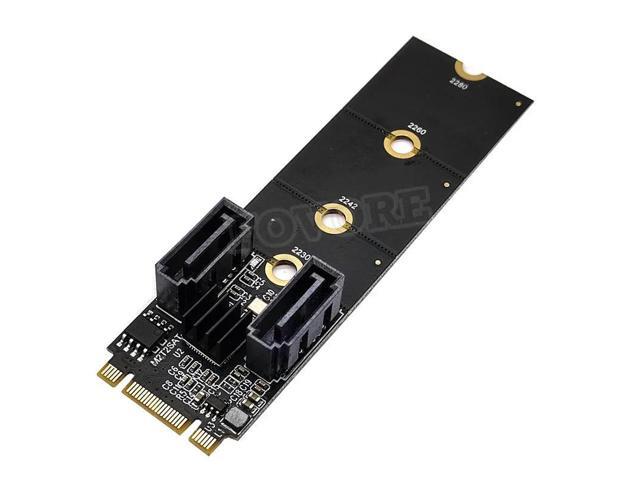 M.2 SATA Adapter 2 Ports SATA to NVME Adapter M2 to SATA3.0 PCIe Key M or Key B 6Gbps SSD Expansion Card With Cables For Desktop