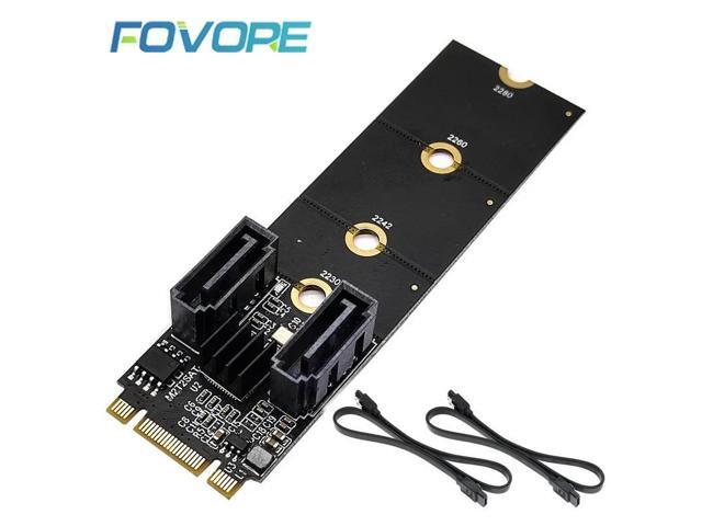 M.2 SATA Adapter 2 Ports SATA to NVME Adapter M2 to SATA3.0 PCIe Key M or Key B 6Gbps SSD Expansion Card With Cables For Desktop