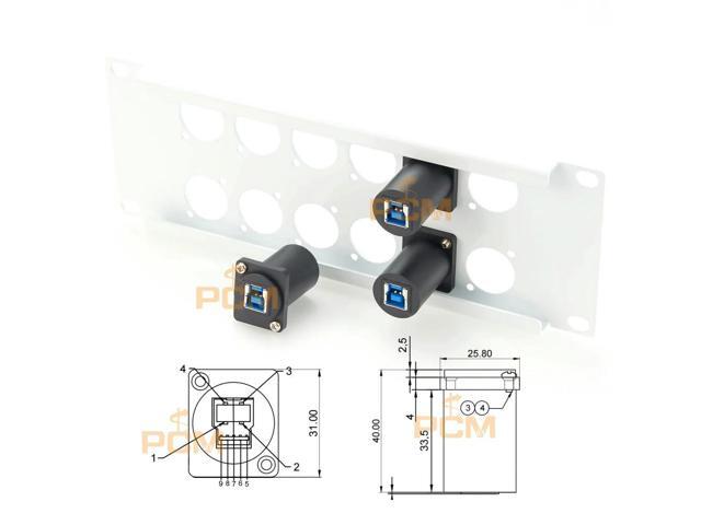 D Type USB 3.0 Cable Type B Jack Socket Plug Module Panel Mount Holder Adapter Female to Female Connector Coupler 5Gbps
