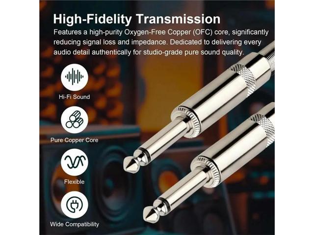 For Audio For Audio Amplifier 2Pcs 1/4' Speaker Cable 10Ft 1/4 Inch TS Male DJ/PA Instrument Speaker Wire Cord