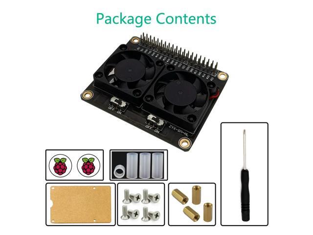 Raspberry Pi 4 Model B LED Dual Cooling Fan Automatic Discoloration GPIO Expansion Board + Switch for Raspberry Pi 4B/3B+/3B/3A+