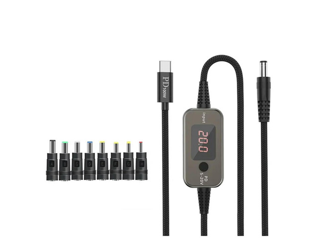 PD 100W Fast Charging Step-Up Converter Cord Type C To DC Power Boost Cable Adjustable Voltage 5V/9V/12V/15V/20V