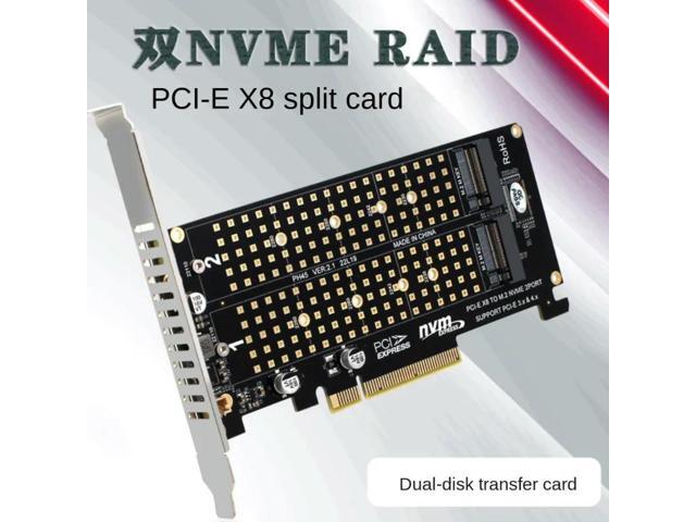 Dual NVMe PCIe Adapter, M.2 NVMe SSD to PCI-e 4.0 x8/x16 Card Support M.2 (M Key) NVMe SSD 2280/2260/2242/2230