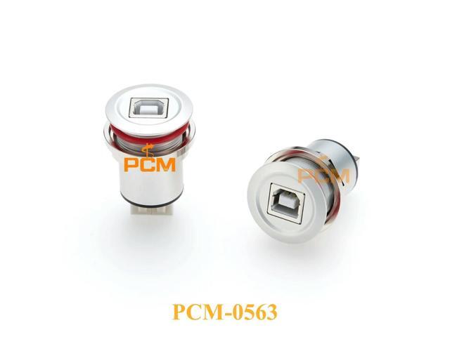 USB-B Male to USB 2.0 Female Round Panel Mount Adapter Aluminum Alloy Chassis Connector for Bulkhead Mount, 480Mbps Speed
