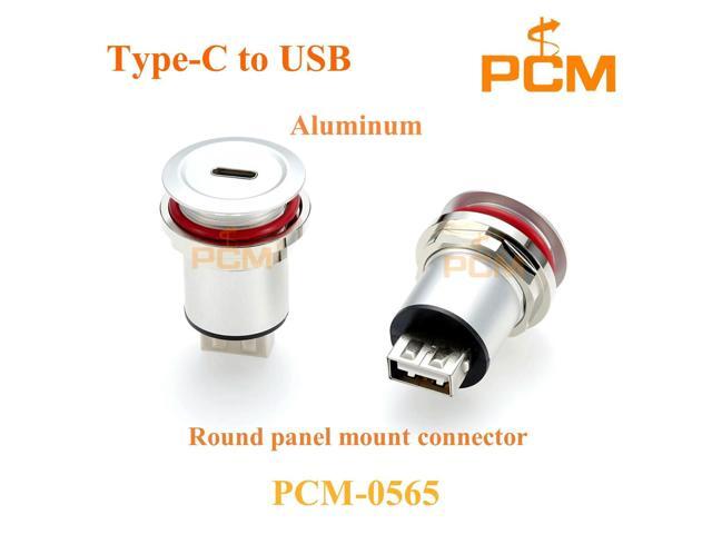 USB C to A Round Panel Mount Adapter USB Mounting Socket Converter for Data Transfer/ Charging USB2.0 Female to Type-C Socket