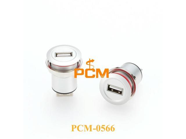 USB2.0 Round Panel Mount passthrough adapter Aluminum Alloy Housing with Rubber Ring USB-A female to female for flush mount