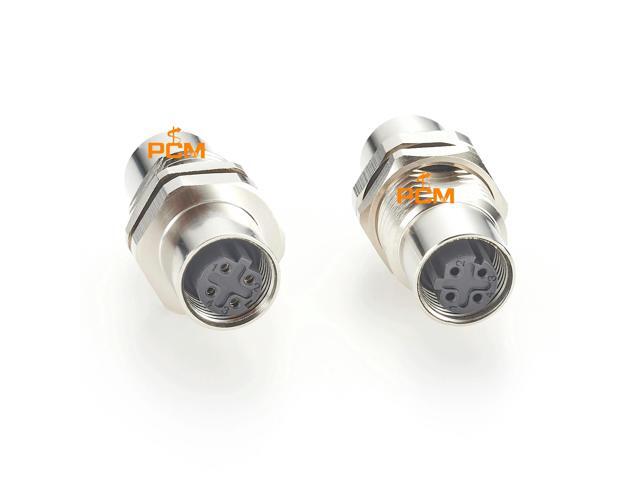 Profinet M12 4Pin D Code Shielded Coupler Feedthrough Panel Chassis Mount Cat5 Ethernet Female Connector Sensor Actuator Adapter