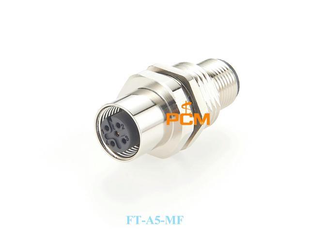 M12 A Code 5Pin Male to Female Converter IP67 Shielded Bulkhead Feedthrough Panel Mount Connector Receptacle 60V 4A for NMEA2000