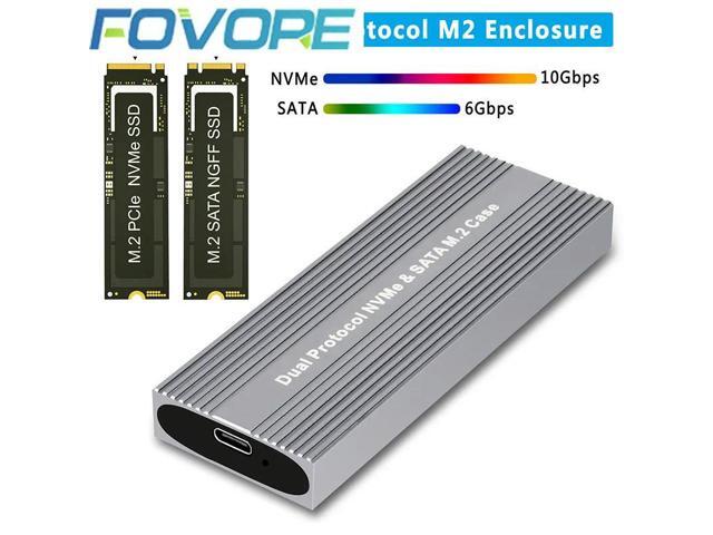 M.2 NVMe NGFF SATA Enclosure JMS581D Adapter Dual Protocol External SSD Box Tool Free Reader Support 2230-2280