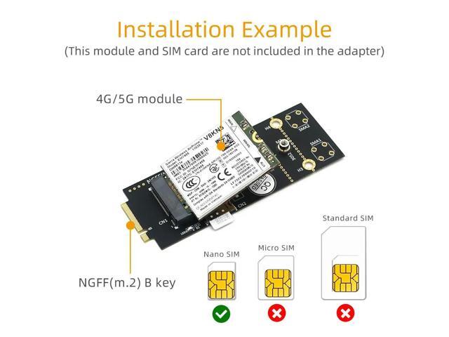 M.2(NGFF) Key B Adapter With SIM Slot For 3G/4G/5G Module Supports NANO SIM Card And 3042/3052 Type M.2 Key B Card Size