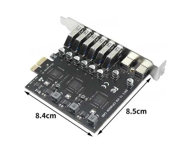 USB 3.2 Gen1 PCIe X1 Adapter - 8 Port USB Splitter with VL805+NEC720210 Chip for High-Speed Data Transfer