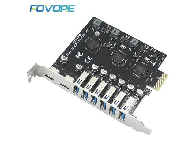 USB 3.2 Gen1 PCIe X1 Adapter - 8 Port USB Splitter with VL805+NEC720210 Chip for High-Speed Data Transfer