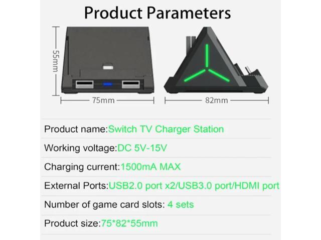 Charging Dock for Nintendo Switch and Switch OLED, TV Dock with 4 K HDMI and USB-C PD Power Station with USB 3.0 Ports