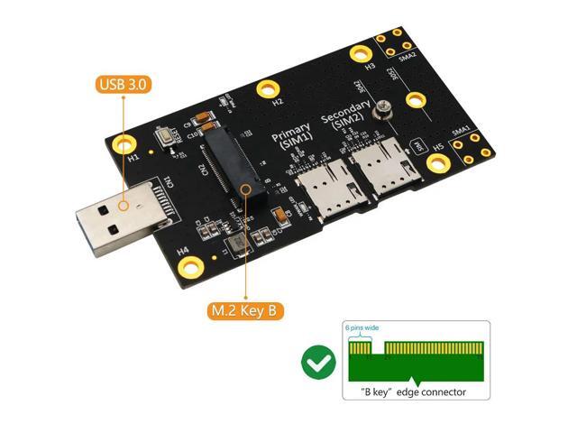 NGFF M.2 to USB 3.0 Adapter Expansion Card with Dual NANO SIM Card Slot for 3G/4G/5G Module Support M2 key B 3042/3052 Card