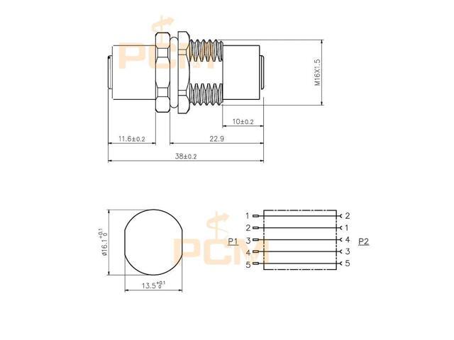 M12 B Coding 5Pin Panel Mount Feedthrough Connector Female to Male Adapter IP67 PROFIBUS RS485 Network for harting 21033301300