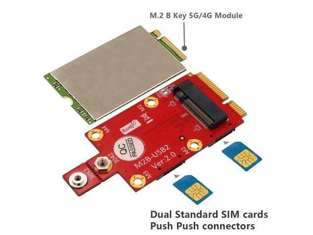 M.2 Key B to Mini PCI-e Adapter with 2 NANO SIM Card Slots NGFF M2 to Mini PCI Express PCIe for 3G 4G 5G Module