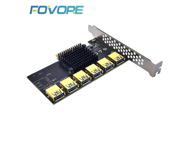 PCI Express Multiplier PCIE 1 to 6 ports USB3.0 Riser Card PCI Express X1 to X16 Adapter Riser For Graphic Card Bitcoin MiningPe