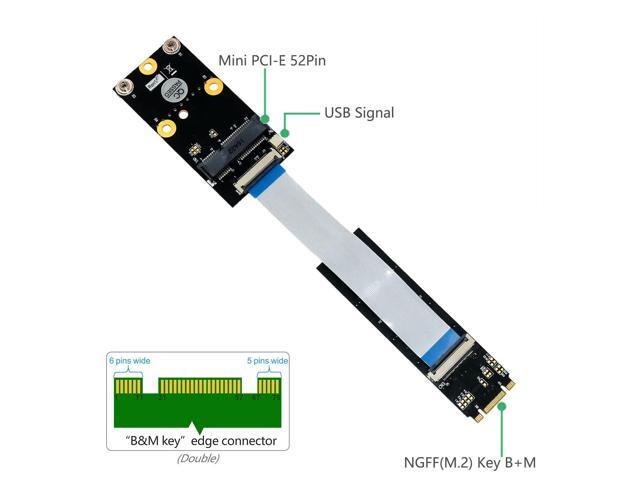 M.2 NGFF Key B+M to Mini PCI-E Bluetooth Adapter with FFC Cables for Laptop/PC Upgrade