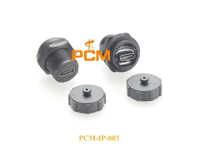 Round Panel mount Coupler USB 3.1 Type C Connector female to female adapter,16mm diameter har-port Waterproof IP67 dust cover