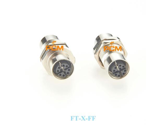 1pc M12 Connector 8 Pin X Code Female to Female Panel Mount NMEA2000 Marine Connector Waterproof IP67 for Boat Navigation System