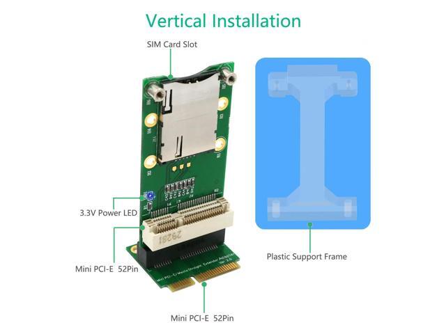 Mini PCI-E Adapter with SIM Card Slot(Vertical installation) for 3G/4G,WWAN LTE,GPS card