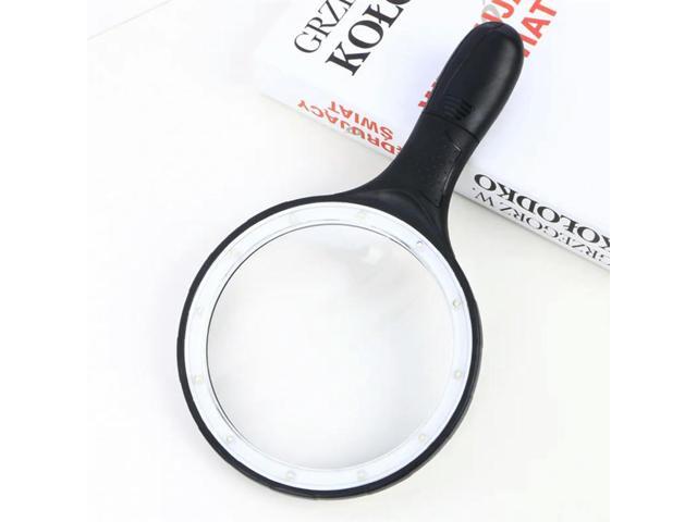 138Mm Large Handheld Magnifier With 12 Led Lights, Anti Slip Handle,Double Magnification Magnifying Glass