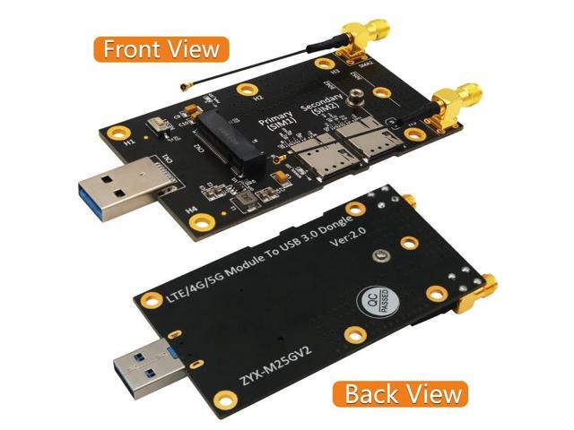 M.2 Key B to USB 3.0 Adapter for 3G 4G 5G WWAN Module with Dual Nano SIM Slot 2.4G 5G Antenna Expansion Card